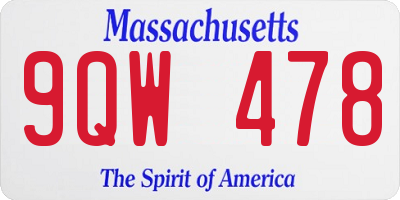 MA license plate 9QW478
