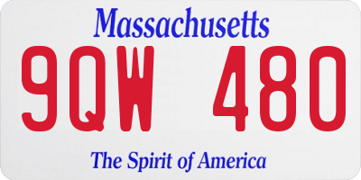 MA license plate 9QW480