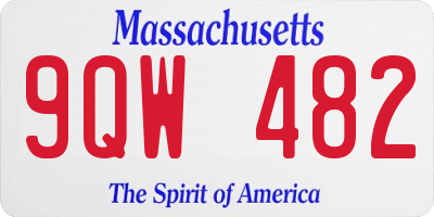 MA license plate 9QW482