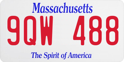 MA license plate 9QW488