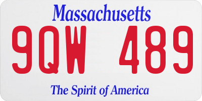 MA license plate 9QW489