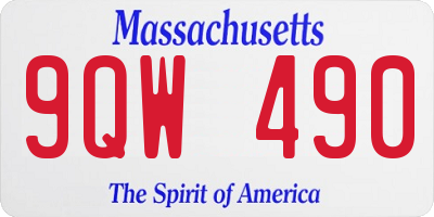 MA license plate 9QW490