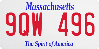 MA license plate 9QW496