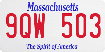MA license plate 9QW503