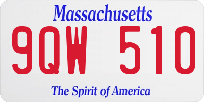 MA license plate 9QW510
