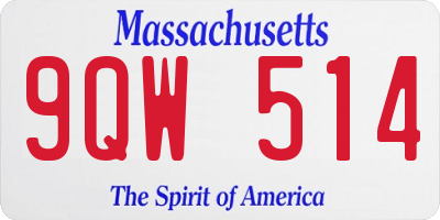 MA license plate 9QW514