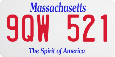 MA license plate 9QW521