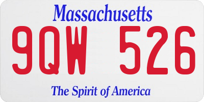MA license plate 9QW526