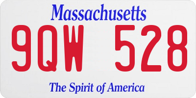 MA license plate 9QW528
