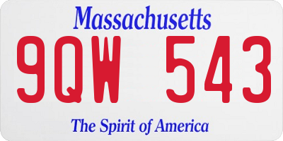 MA license plate 9QW543
