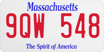 MA license plate 9QW548