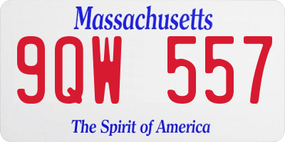 MA license plate 9QW557