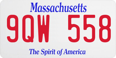MA license plate 9QW558