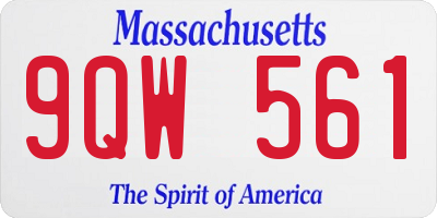 MA license plate 9QW561