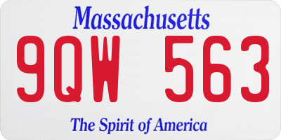 MA license plate 9QW563
