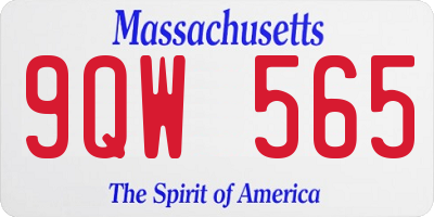 MA license plate 9QW565
