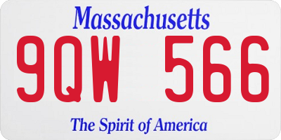MA license plate 9QW566