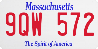 MA license plate 9QW572