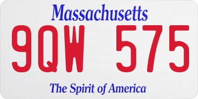MA license plate 9QW575