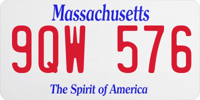 MA license plate 9QW576