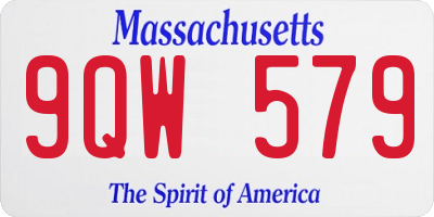MA license plate 9QW579