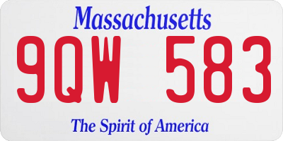 MA license plate 9QW583