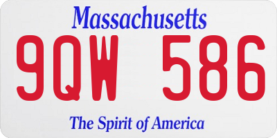 MA license plate 9QW586