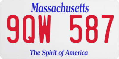 MA license plate 9QW587
