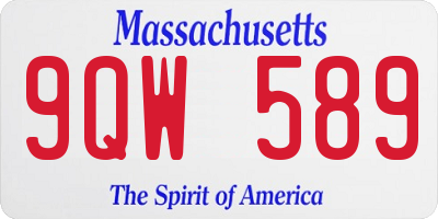 MA license plate 9QW589