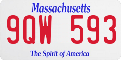 MA license plate 9QW593