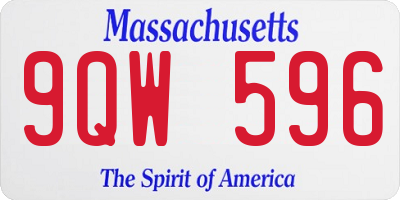 MA license plate 9QW596