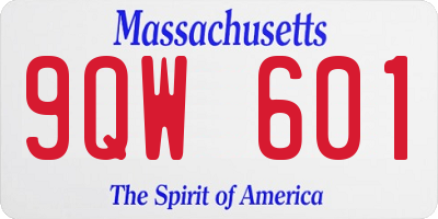 MA license plate 9QW601