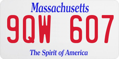 MA license plate 9QW607