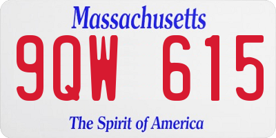MA license plate 9QW615