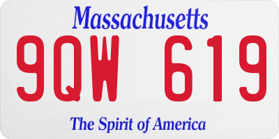 MA license plate 9QW619