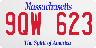 MA license plate 9QW623