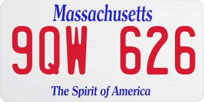 MA license plate 9QW626