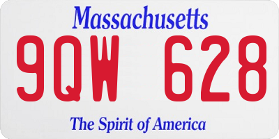 MA license plate 9QW628