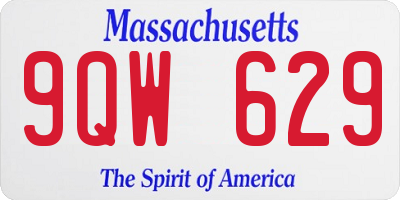 MA license plate 9QW629