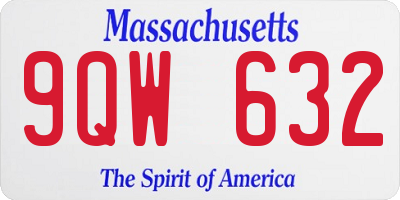 MA license plate 9QW632