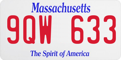 MA license plate 9QW633