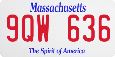 MA license plate 9QW636