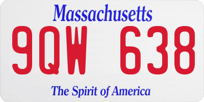 MA license plate 9QW638