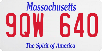 MA license plate 9QW640