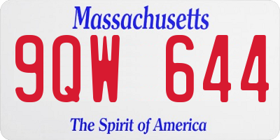 MA license plate 9QW644