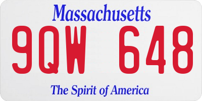 MA license plate 9QW648