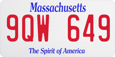MA license plate 9QW649