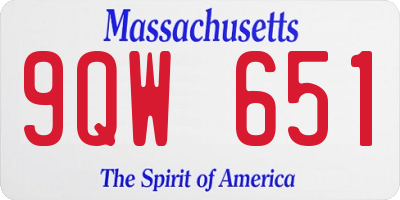 MA license plate 9QW651