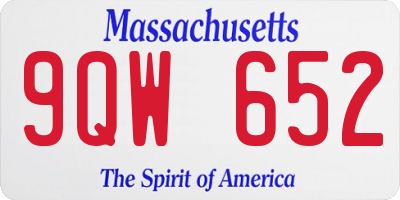 MA license plate 9QW652