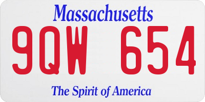 MA license plate 9QW654